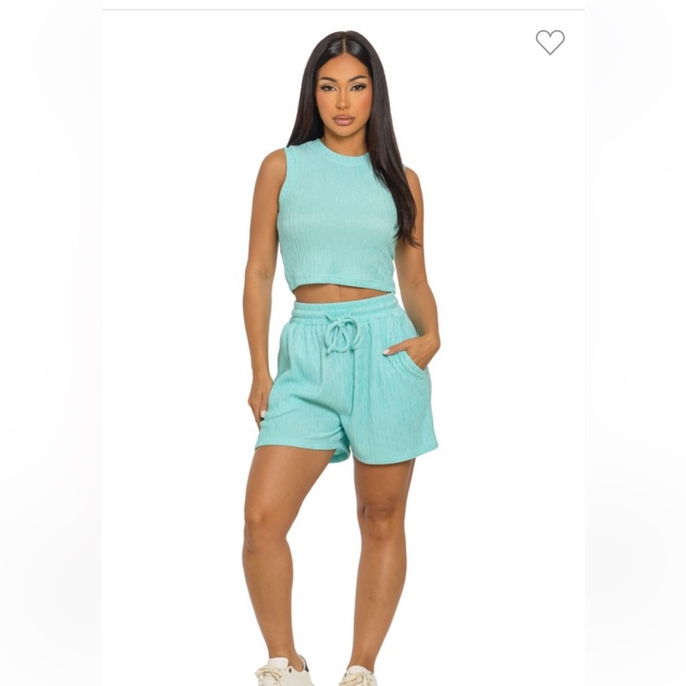 #184 aqua 2-piece short set